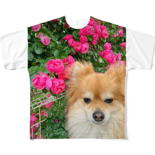 季節の花に興味のないポメラニアン　フルグラT フルグラフィックTシャツ