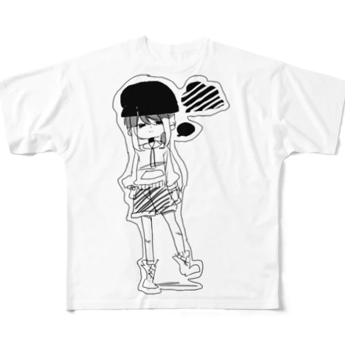 手描きラフ 無気力でゆるいTシャツ All-Over Print T-Shirt