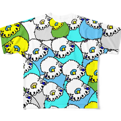 ジャンボセキセイだらけTシャツ All-Over Print T-Shirt