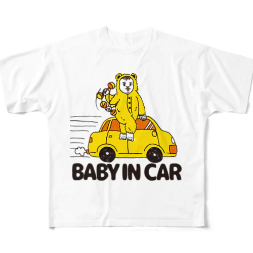 BABY IN CAR　イエロー（背景なし） All-Over Print T-Shirt