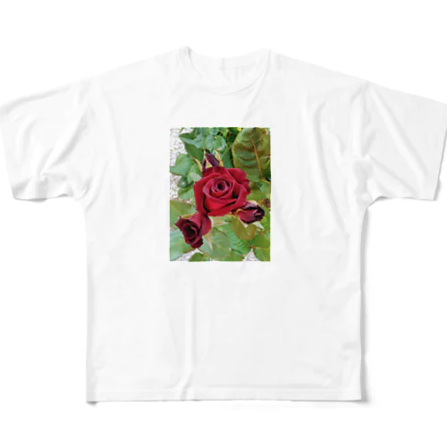 薔薇が咲いた～薔薇が咲いた～真っ赤な薔薇が～♩ All-Over Print T-Shirt