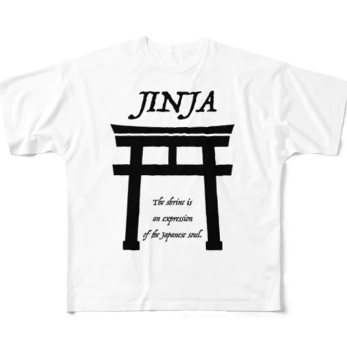 JINJA（黒） All-Over Print T-Shirt