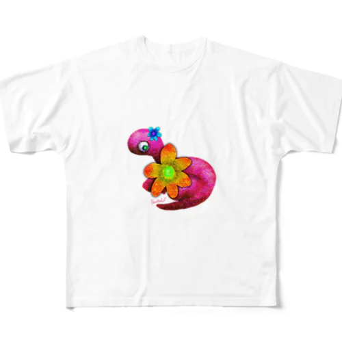 Brachiosaurus -flower- All-Over Print T-Shirt