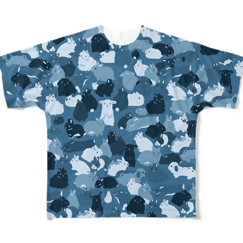 うさぎの迷彩/青 All-Over Print T-Shirt