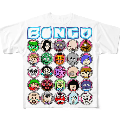 妖怪ビンゴTシャツ（枠ロゴ） All-Over Print T-Shirt