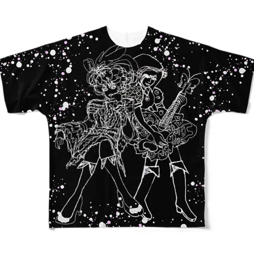 YOU&ME Black All-Over Print T-Shirt