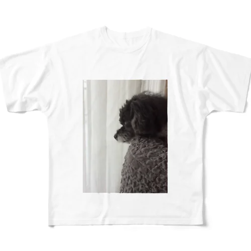 くつろぎやさしい犬 フルグラフィックTシャツ