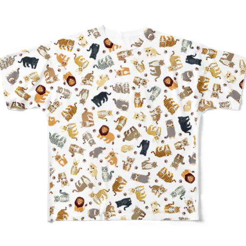 　ネコ科Tシャツ All-Over Print T-Shirt