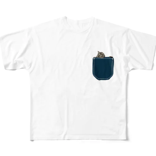 ポケットin猫 All-Over Print T-Shirt