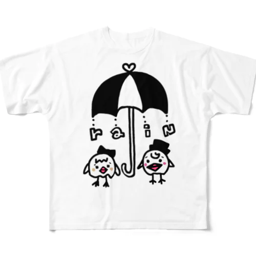 ひよひよ相合傘 All-Over Print T-Shirt