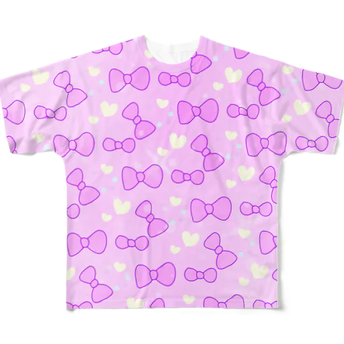 ゆめかわリボン柄 All-Over Print T-Shirt