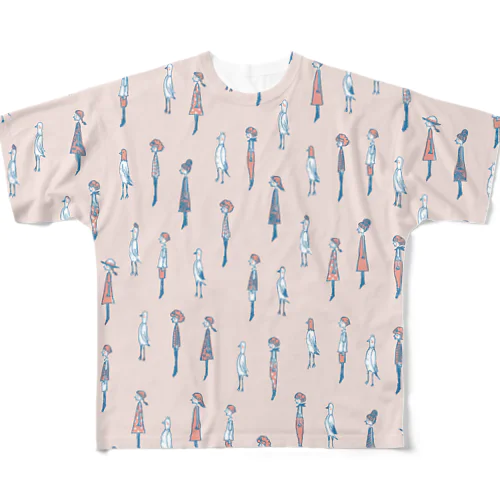 I WISH I WERE A BIRD.ピンク All-Over Print T-Shirt