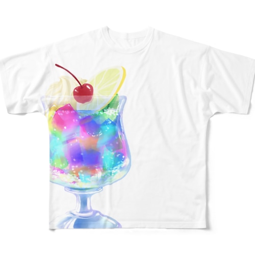 純喫茶ブルーラビット・夢色ゼリーポンチ　フルグラフィックTシャツ(背面ロゴあり) All-Over Print T-Shirt