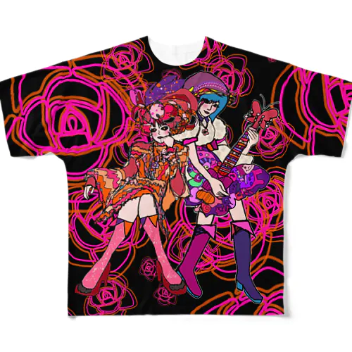 YOU&ME Black Rose2 フルグラフィックTシャツ