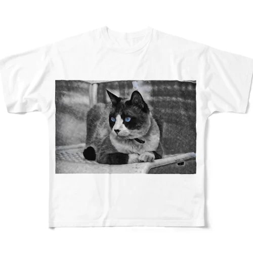 碧目猫 All-Over Print T-Shirt