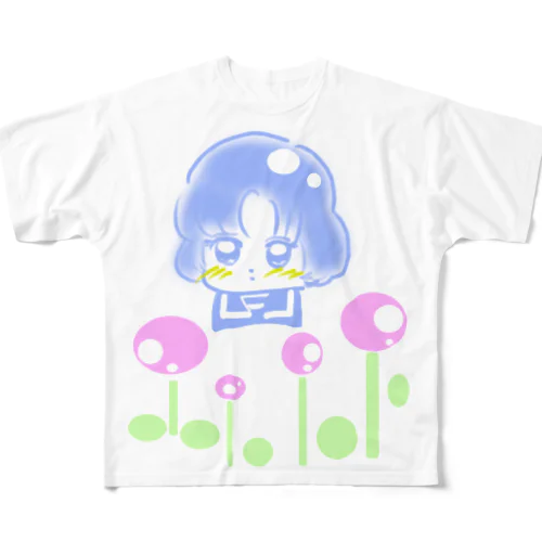 お花と女の子 All-Over Print T-Shirt