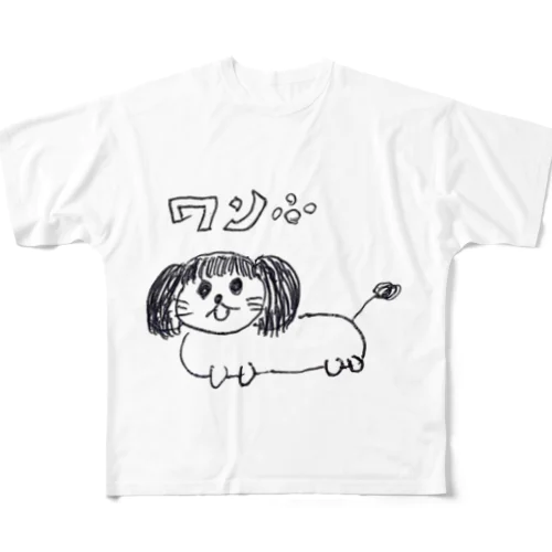 前髪犬 All-Over Print T-Shirt