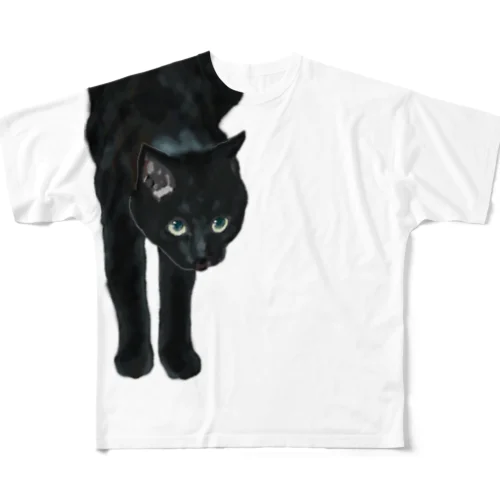 黒猫（改） 풀그래픽 티셔츠