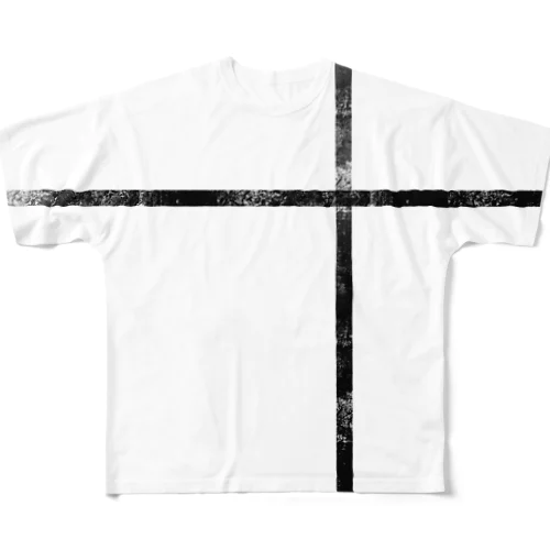 十字/黒 フルグラフィックTシャツ