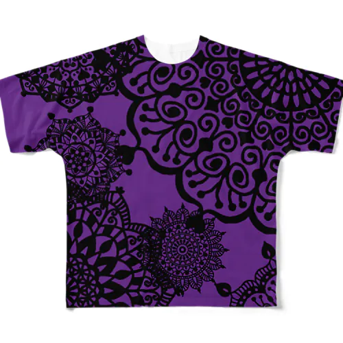 ヴィンテージ レース柄 パープル All-Over Print T-Shirt