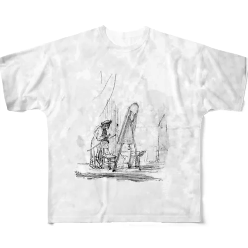 レオナルド・ダ・ヴィンチ スケッチデザイン All-Over Print T-Shirt