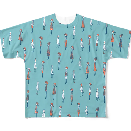 I WISH I WERE A BIRD.ビビッド フルグラフィックTシャツ