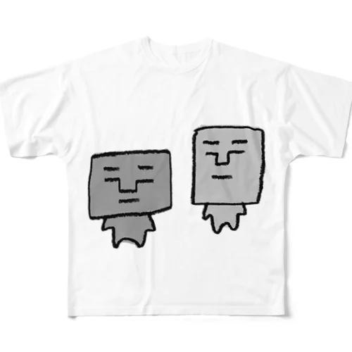 モアイ像ズ フルグラフィックTシャツ