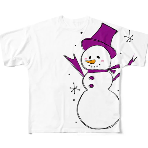 雪だるまん紫 All-Over Print T-Shirt
