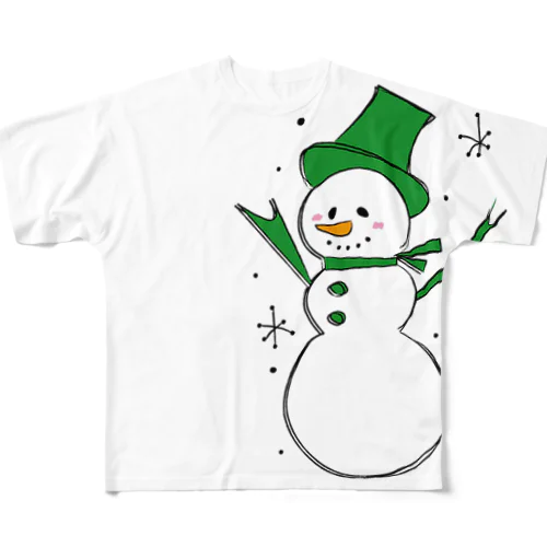 雪だるまん緑 All-Over Print T-Shirt
