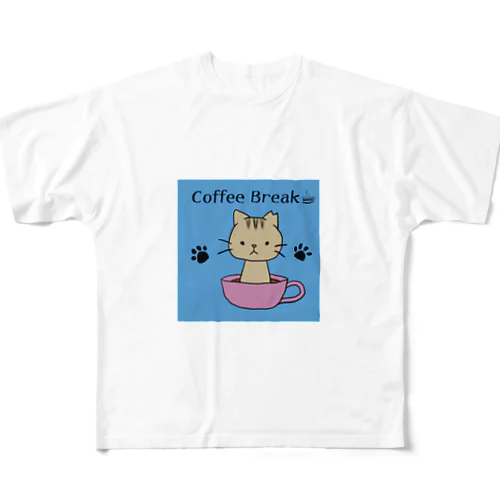 キジトラ さくら 猫（Coffee Break） All-Over Print T-Shirt