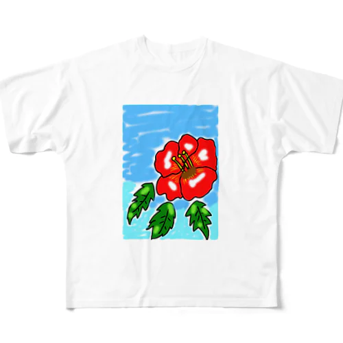 ハイビスカス All-Over Print T-Shirt