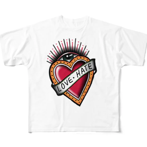 Love Hate フルグラフィックTシャツ