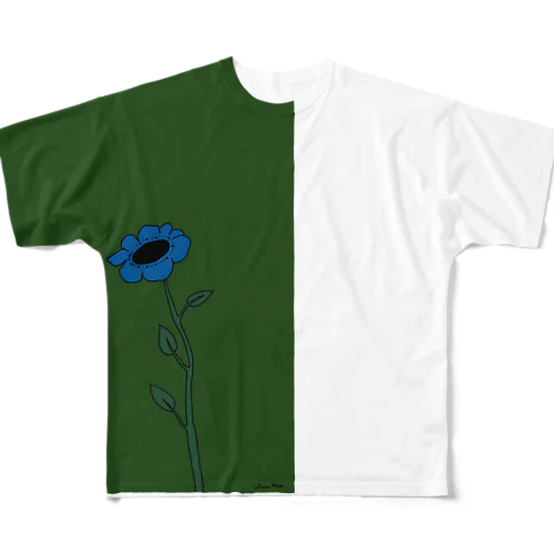 indigo flower  フルグラフィックTシャツ