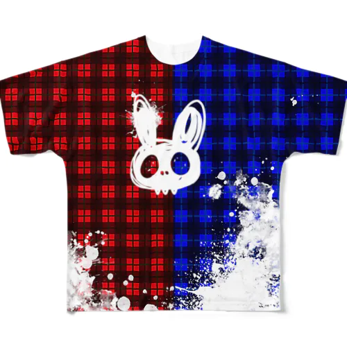 チェックうさどくろちん All-Over Print T-Shirt