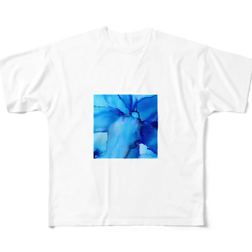 ブルーの大理石 フルグラフィックTシャツ
