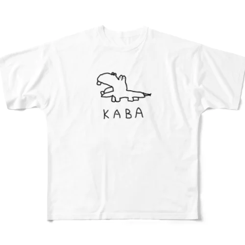 カバ-文字あり- フルグラフィックTシャツ