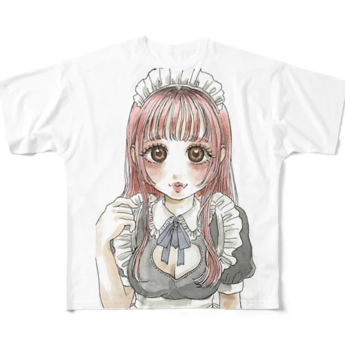 maid（peach） All-Over Print T-Shirt