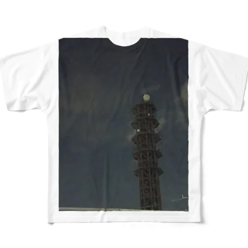 夜の塔 フルグラフィックTシャツ