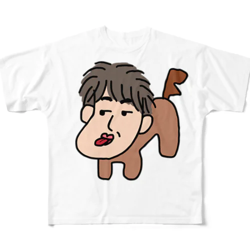 人面犬「たか爺」 All-Over Print T-Shirt