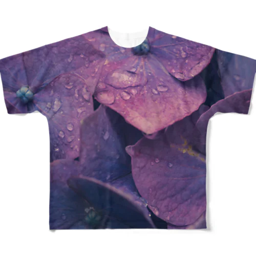 紫色の紫陽花 フルグラフィックTシャツ