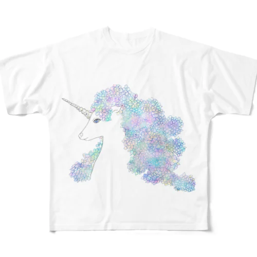 紫陽花ユニコーン All-Over Print T-Shirt