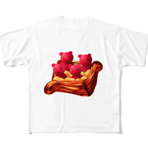 くまパン（さくらんぼのデニッシュ） フルグラフィックTシャツ