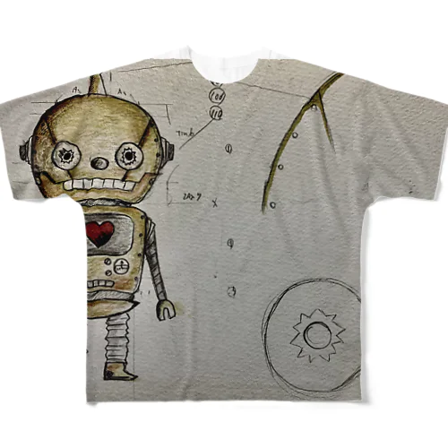 文明ロボット　設計図プリント フルグラフィックTシャツ