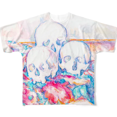 「3つの頭蓋骨」 The Three Skulls 1902 Paul Cézanne All-Over Print T-Shirt