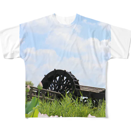 水車と空 フルグラフィックTシャツ