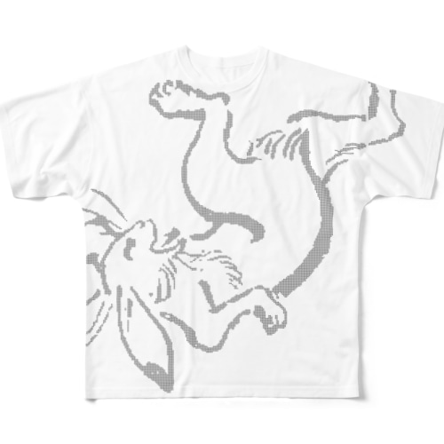 鳥獣人物戯画ウサギ All-Over Print T-Shirt