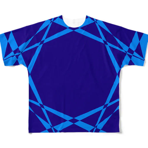 模様（青+水色） フルグラフィックTシャツ