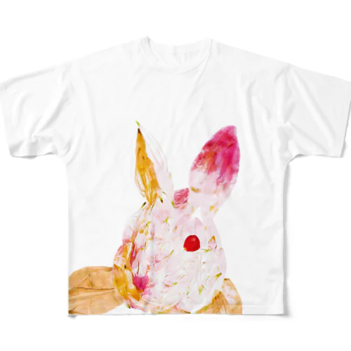 押し花うさぎ/Pressed flower rabbit フルグラフィックTシャツ