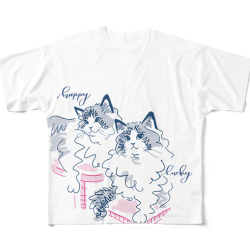 ハッピーくんandラッキーくん All-Over Print T-Shirt