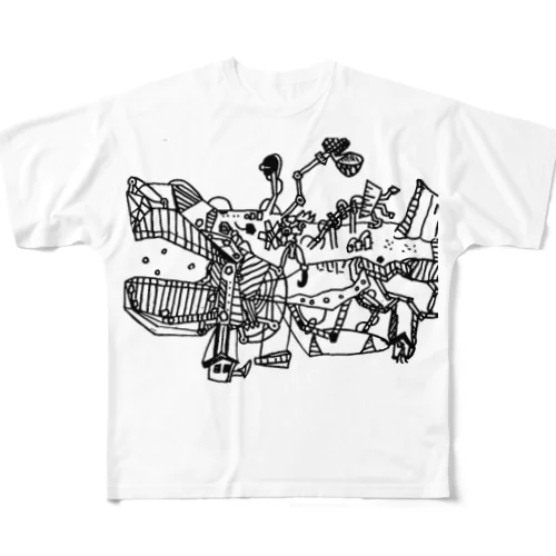 空飛ぶクジラ All-Over Print T-Shirt